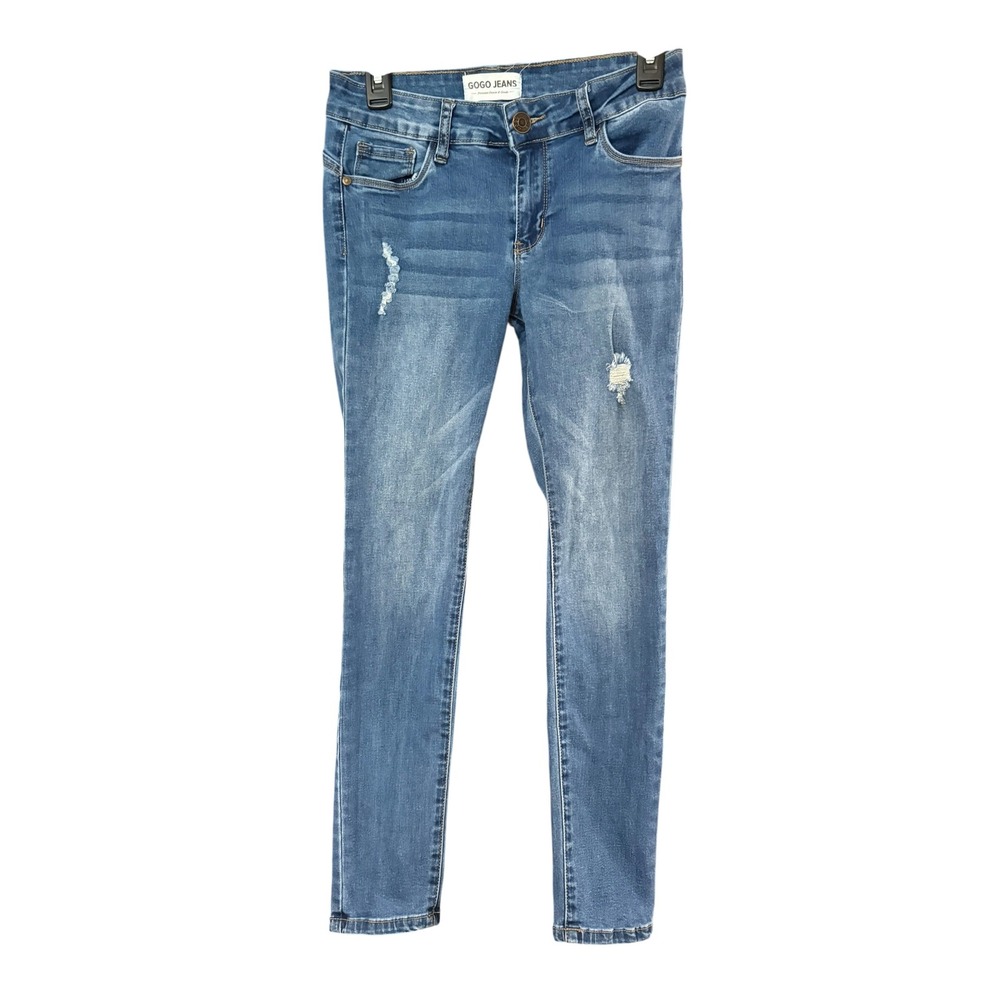 Gogo Jeans Womens Size 7/28 Blue Distressed Skinny Denim Light Wash GOGO-27803